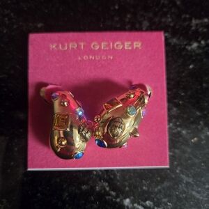 Kurt Geiger Gold and Multicolor Embellished Earrings